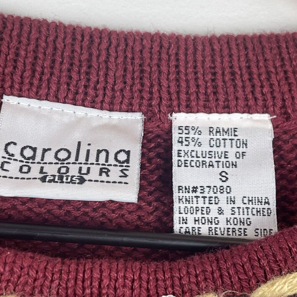 Embroidered Fall Leaf Crewneck Sweater - Burgundy - Picture 5 of 9